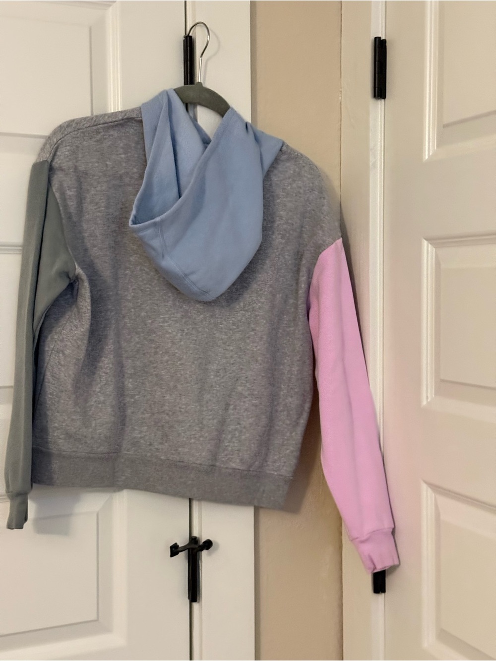 adidas Kids Colorblock Hoodie in Gray, Blue, Pink